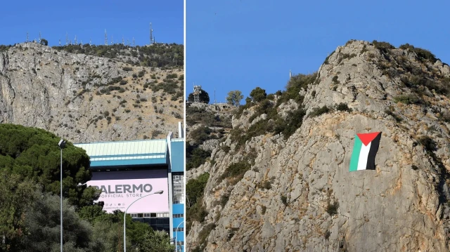 italyanin palermo kentindeki pellegrino tepesine filistin bayragi asildi c5pZbf7q